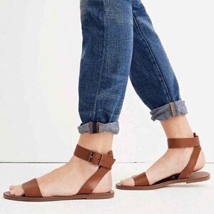 Madewell NWOB Boardwalk Ankle Strap Sandal in English Saddle Size 7